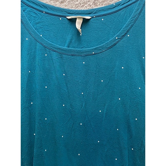 Soma Shirt Womens Extra Large Teal Green Polka Dot‎ Ruffle Hem Top Oversized - Picture 3 of 8